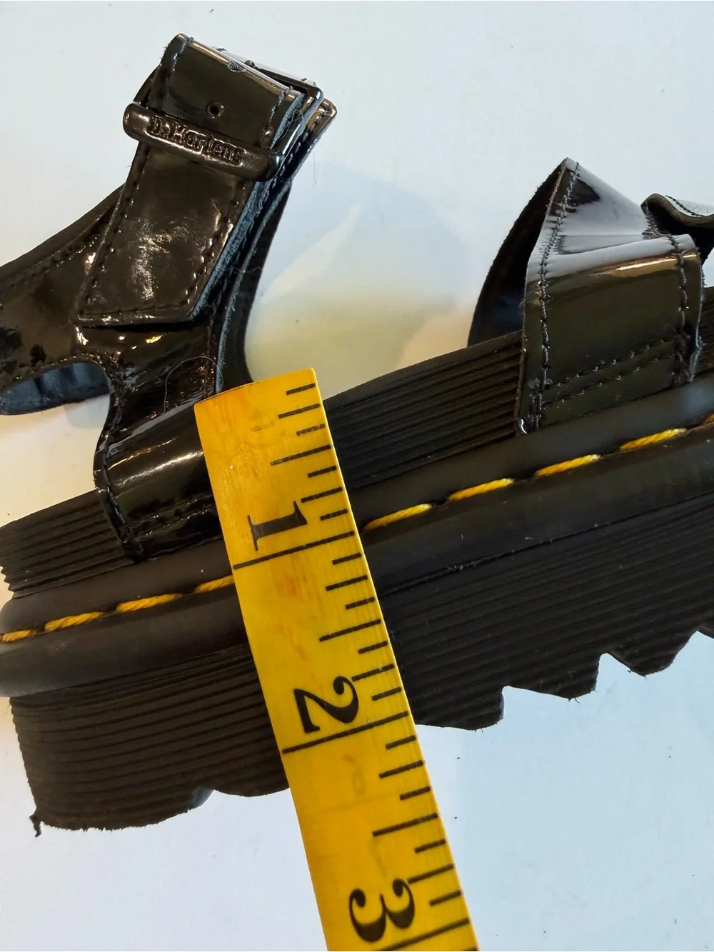 Dr. Martens Blaire Patent Leather Platform Sandals Black W US 8 EU 39 AirWair